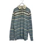 TOMMY HILFIGER длинный рукав окантовка рубашка-поло M голубой серый темно-синий Tommy Hilfiger Rugger рубашка б/у одежда . America скупка a604-7029