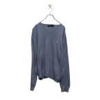 POLO RALPH LAUREN хлопок вязаный свитер Polo Ralph Lauren XL голубой большой размер V шея б/у одежда . America скупка a605-8323