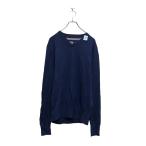 TOMMY HILFIGER хлопок вязаный свитер Tommy Hilfiger M темно-синий V шея б/у одежда . America скупка a605-8332