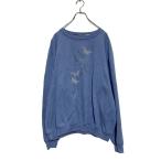  Logo тренировочный футболка XL~ женский голубой большой размер обратная сторона ворсистый вышивка б/у одежда . America скупка a606-5587