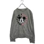 Disney герой принт тренировочный футболка M серый Disney обратная сторона ворсистый Mickey б/у одежда . America скупка a606-6030