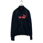 PUMA Zip выше Logo тренировочный футболка M женский черный розовый обратная сторона ворсистый б/у одежда . America скупка a606-6117