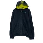PUMA Zip выше Logo тренировочный Parker XL 160~ черный желтый Puma обратная сторона ворсистый б/у одежда . America скупка a606-6838