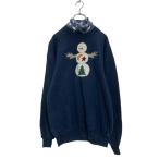 Lee Logo тренировочный футболка M женский темно-синий Layered шея фетр patch обратная сторона ворсистый б/у одежда . America скупка a607-5026