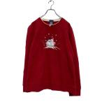 CLASSIC ELEMENTS Logo тренировочный футболка M женский красный обратная сторона ворсистый Layered шея снеговик б/у одежда . America скупка a607-5253