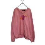 IZOD Logo тренировочный футболка L розовый I zodoV шея цветок вышивка обратная сторона ворсистый б/у одежда . America скупка a607-5260