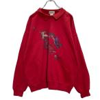 MORTHERN Logo тренировочный футболка M женский красный Layered шея вышивка обратная сторона ворсистый б/у одежда . America скупка a608-5558