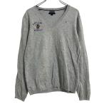 TOMMY HILFIGER хлопок вязаный свитер L серый Tommy Hilfiger V шея б/у одежда . America скупка a608-6337