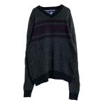 TOMMY HILFIGER хлопок . вязаный свитер XL черный серый вино Tommy Hilfiger V шея б/у одежда . America скупка a608-6338