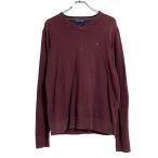TOMMY HILFIGER хлопок вязаный свитер M бордо Tommy Hilfiger V шея б/у одежда . America скупка a609-6181