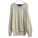 TOMMY HILFIGER хлопок вязаный свитер 2XL белый Tommy Hilfiger большой размер V шея б/у одежда . America скупка a609-6182