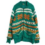 COCOLULU ニット ジャケット XL〜 グリーン オレンジ ホワイト ジップアップ 中綿 カウチン 古着卸 アメリカ仕入 a610-7335