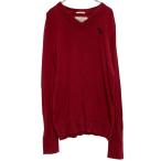 Abercrombie&Fitch カシミヤ混 ニット セーター M レッド アバクロンビー&フィッチ Vネック ワンポイント 古着卸 アメリカ仕入 a612-5680