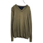 TOMMY HILFIGER хлопок кашемир .. вязаный свитер M хаки Brown Tommy Hilfiger V шея б/у одежда . America скупка a612-5974