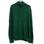 TOMMY HILFIGER хлопок вязаный свитер M зеленый Tommy Hilfiger половина Zip one отметка Logo б/у одежда . America скупка a612-7385