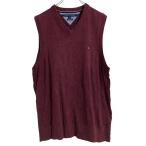 TOMMY HILFIGER хлопок вязаный лучший свитер L темно-красный цвет Tommy Hilfiger V шея б/у одежда . America скупка a701-5491