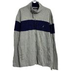 NAUTICA хлопок вязаный свитер XL серый темно-синий Nautica Zip выше большой размер Logo осень-зима б/у одежда . America скупка a702-5188