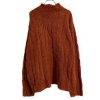 AMERICAN EAGLE ウール混 ニット セーター XL オレンジ アメリカンイーグル モックネック ケーブル 古着卸 アメリカ仕入 a702-5200