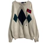 Cypress Links хлопок вязаный свитер XL слоновая кость кипарис links Golf 90s большой размер б/у одежда . America скупка a702-5279