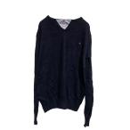HILFIGER DENIM хлопок вязаный свитер M темно-синий Hilfiger Denim one отметка Logo б/у одежда . America скупка a702-5902