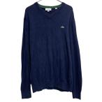 LACOSTE хлопок вязаный свитер L темно-синий Lacoste V шея б/у одежда . America скупка a702-6730