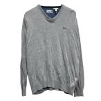LACOSTE хлопок вязаный свитер M серый Lacoste V шея б/у одежда . America скупка a703-5033