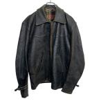 レザージャケット L〜 ブラック ジップアップ 50's 60's フランス ワークジャケット 裏チェック アウター 古着卸 アメリカ仕入 a705-5654