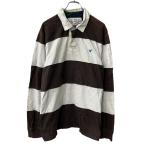ショッピングアメリカンイーグル AMERICAN EAGLE 長袖 ボーダーポロシャツ XL ブラウン ホワイト アメリカンイーグル コットン プルオーバー ラガーシャツ 秋物 a710-5084