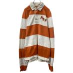 ショッピングAbercrombie Abercrombie&Fitch 長袖 ラガーシャツ オレンジ ホワイト アバクロンビー&フィッチ ハーフボタン ストライプ コットン100% 秋物 a710-5264