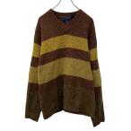 ショッピングアメリカンイーグル AMERICAN EAGLE OUTFITTERS ウールニット セーター L ブラウン マルチカラー アメリカンイーグル プルオーバー Vネック 秋物 a710-5786