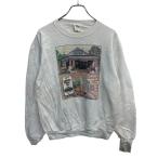 DELTA プリントスウェット トレーナー M ホワイト デルタ 裏起毛 フライドグリーントマトイラスト ビッグサイズプリント 秋物 a710-6446