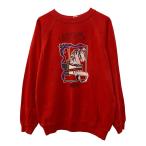 Hanes プリントスウェット トレーナー L レッド ヘインズ プルオーバー アメリカ製 馬 ビッグプリント 裏起毛 無地 秋物 a710-7126