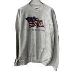 Hanes プリントスウェット トレーナー L グレー 国旗 星条旗 裏起毛 プルオーバー トップス 秋物 a712-6822