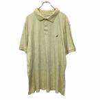 NAUTICA рубашка-поло с коротким рукавом XXL размер Nautica большой вышивка половина кнопка тонкий Fit желтый б/у одежда . America скупка t2406-3687