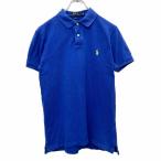 Polo Ralph Lauren рубашка-поло с коротким рукавом S размер Polo Ralph Lauren вышивка половина кнопка тонкий Fit голубой б/у одежда . America скупка t2408-3325