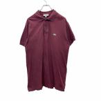 LACOSTE рубашка-поло с коротким рукавом L размер Lacoste вышивка половина кнопка custom Fit лиловый б/у одежда . America скупка t2408-3371