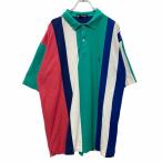 nautica рубашка-поло с коротким рукавом L Nautica половина кнопка полоса вышивка зеленый голубой красный хлопок б/у одежда . America скупка t2408-3784