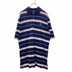 POLO GOLF рубашка-поло с коротким рукавом M размер Polo Golf половина кнопка окантовка темно-синий розовый хлопок б/у одежда . America скупка t2408-3802