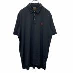 Polo Ralph Lauren рубашка-поло с коротким рукавом L размер Polo Ralph Lauren вышивка половина кнопка черный б/у одежда . America скупка t2408-3885