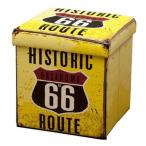 ビンテージ風 フォールディングスツール Sサイズ Route66 ルート66 イエロー 折りたたみ 椅子 イス 収納 ボックス スツール インテリア