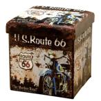 ビンテージ風 フォールディングスツール Sサイズ Route66 ルート66 ハーレー バイク 折りたたみ 椅子 イス 収納 ボックス スツール インテリア