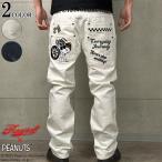 ショッピングスヌーピー SNOOPY×Flag Staff MOTORCYCLE Denim Pants フラッグスタッフ スヌーピー デニムジーンズ 刺繍  ホワイト インディゴ 452100