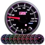AUTOGAUGE 電圧計 52ｍｍ スモークレンズ 10色バックライト 後付けメーター 追加メーター ワーニング ピーク機能 自動車 カスタム