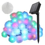 イルミネーション LED ライト ソ ーラー ガーデン 屋外 防滴 電飾 夜間自動点灯 50球 ボンボン 毛 玉 7m ツリー WEIMALL