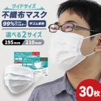 やわらかマスク 大きめ マスク 不織布 195mm 210mm 大人用 ワイドサイズ 使い捨てマスク 30枚 白 3層構造 平ゴム 耳が痛くならない WEIMALL