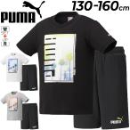 キッズ プーマ 上下 セットアップ 130-160cm/PUMA ジュニア 男の子 半袖Tシャツ ハーフパンツ 子供服/スポーツウェア  2点セット /670525-589116【pu22pd】