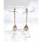 【USED】ピアス　K18　2.6g　スモーキークオーツ　ドロップタイプ　キャッチポストタイプ　魔除けの石　