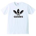 【送料無料】【新品】azides アジデス　（ロゴ：ブラック）おもしろ　パロディ　Ｔシャツ　ホワイト　Ｓ〜XL　