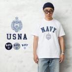 USNA(アメリカ海軍兵学校)オフィシャルライセンス HEAVYWEIGHT S/S クルーネックTシャツ USNA-022 ミリタリー カットソー ネイビー プリント【T】