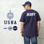 USNA(アメリカ海軍兵学校)オフィシャルライセンス HEAVYWEIGHT S/S クルーネックTシャツ USNA-023 ミリタリー カットソー ネイビー プリント【T】